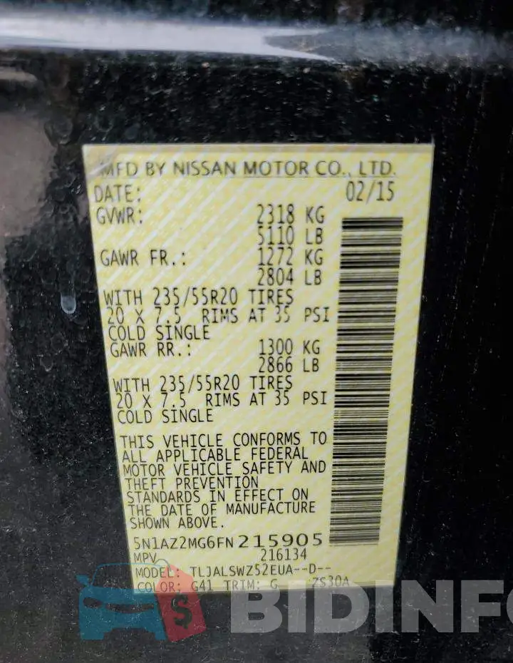 5N1AZ2MG6FN215905 Photo# 13