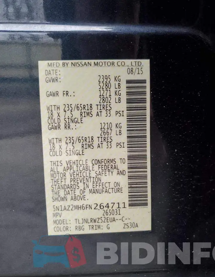 5N1AZ2MH6FN264711 Photo# 13