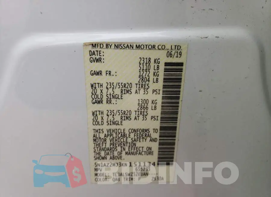 5N1AZ2MJ3KN151134 Photo# 12