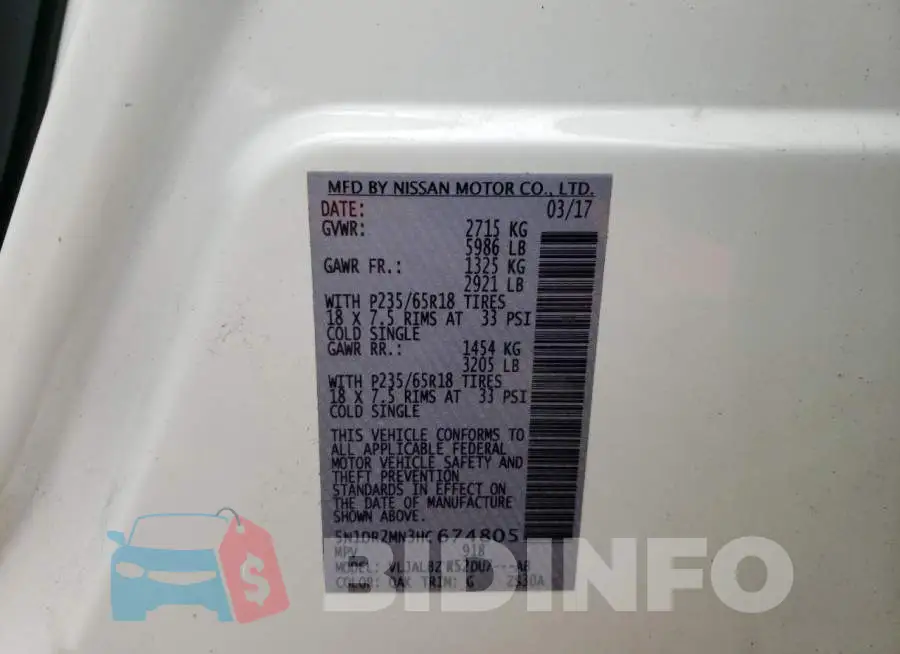 5N1DR2MN3HC674805 Photo# 13