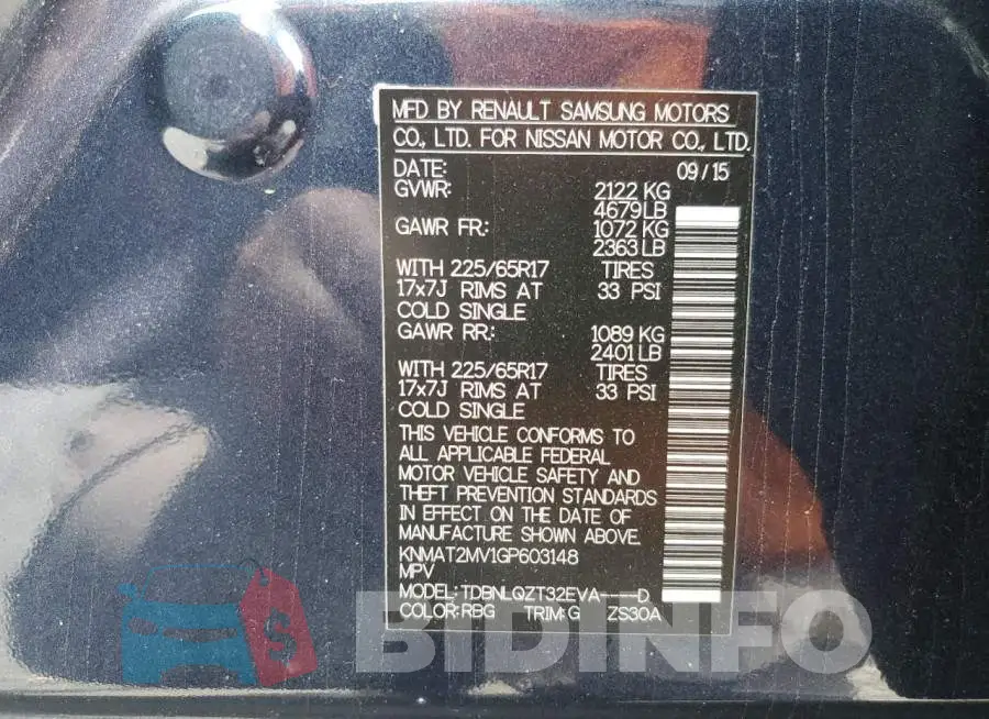 KNMAT2MV1GP603148 Photo# 14