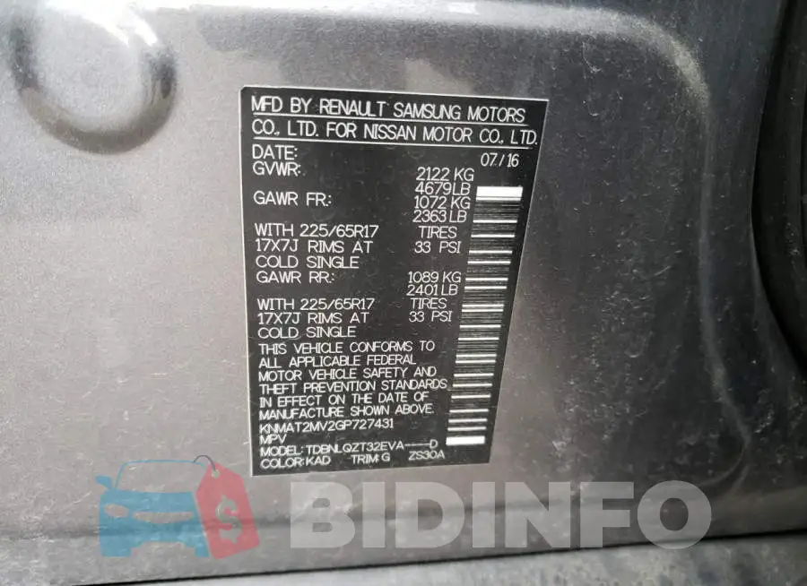 KNMAT2MV2GP727431 Photo# 14