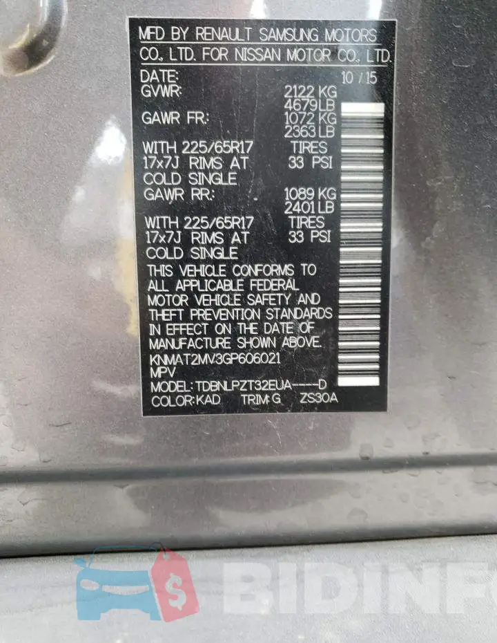 KNMAT2MV3GP606021 Photo# 14