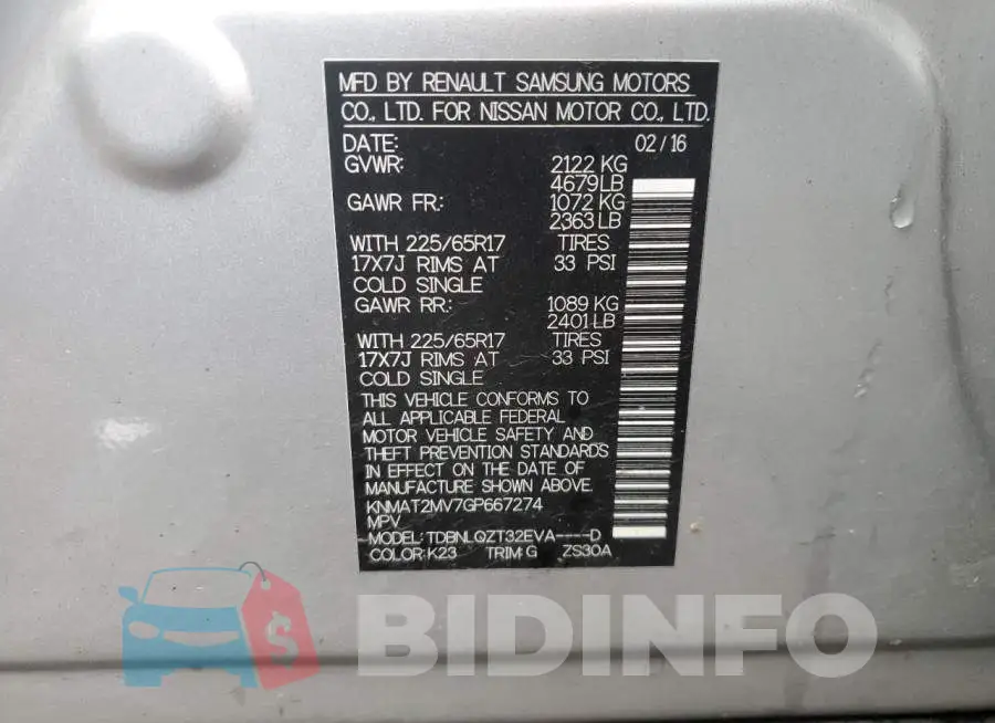 KNMAT2MV7GP667274 Photo# 12
