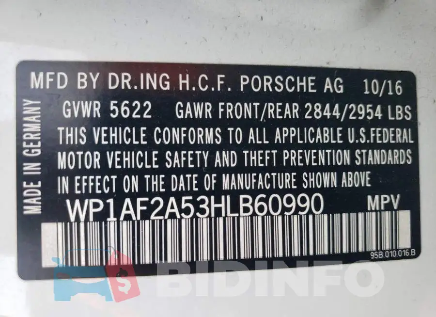 WP1AF2A53HLB60990 Photo# 13