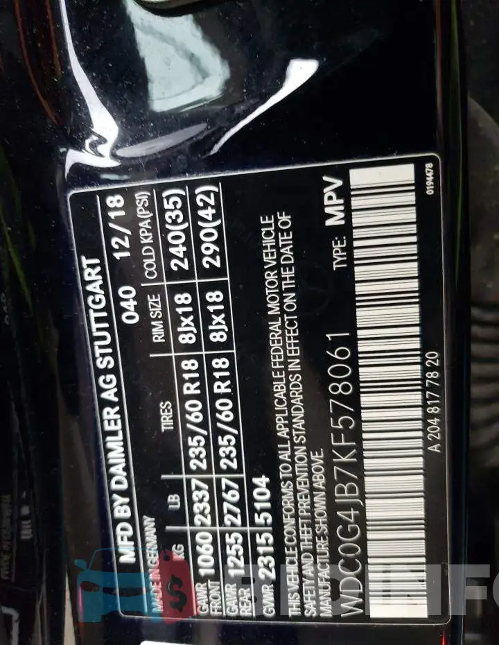 WDC0G4JB7KF578061 Photo# 13