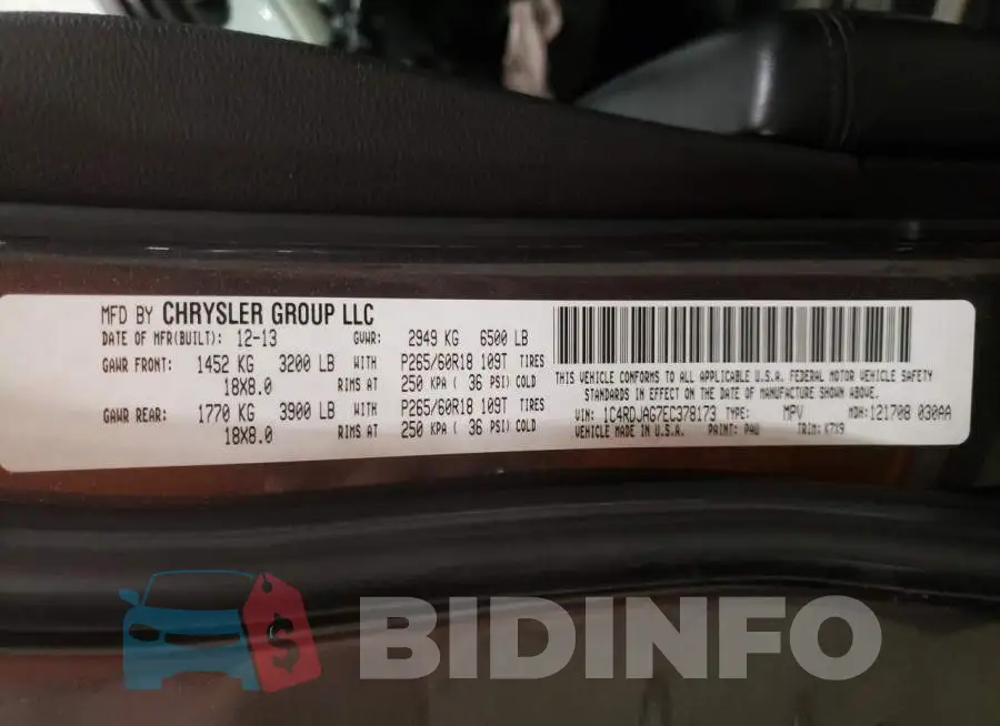 1C4RDJAG7EC378173 Photo# 13