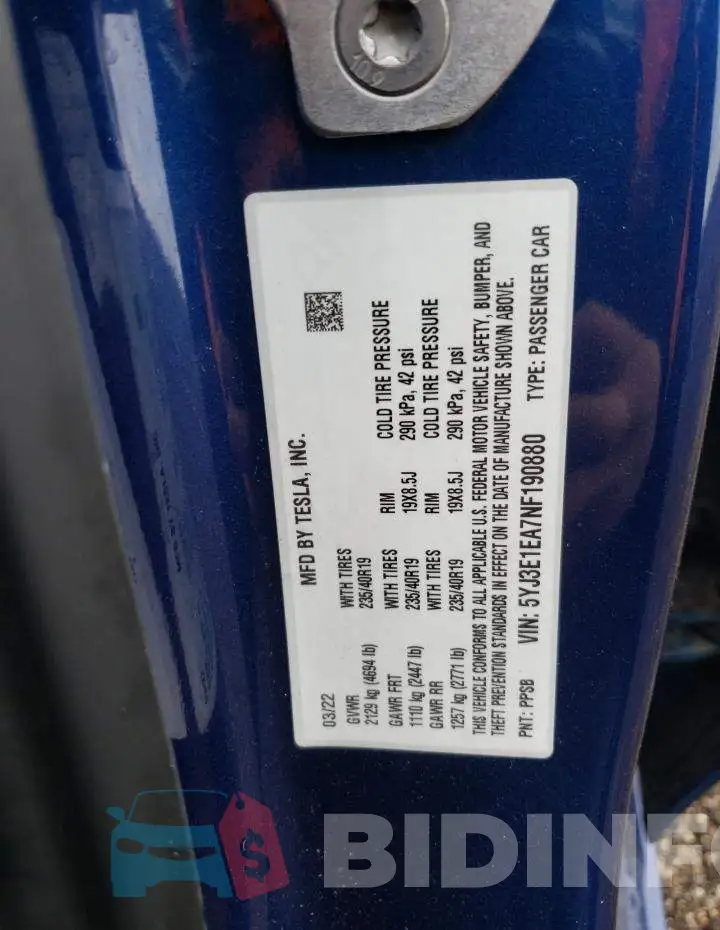 5YJ3E1EA7NF190880 Photo# 12