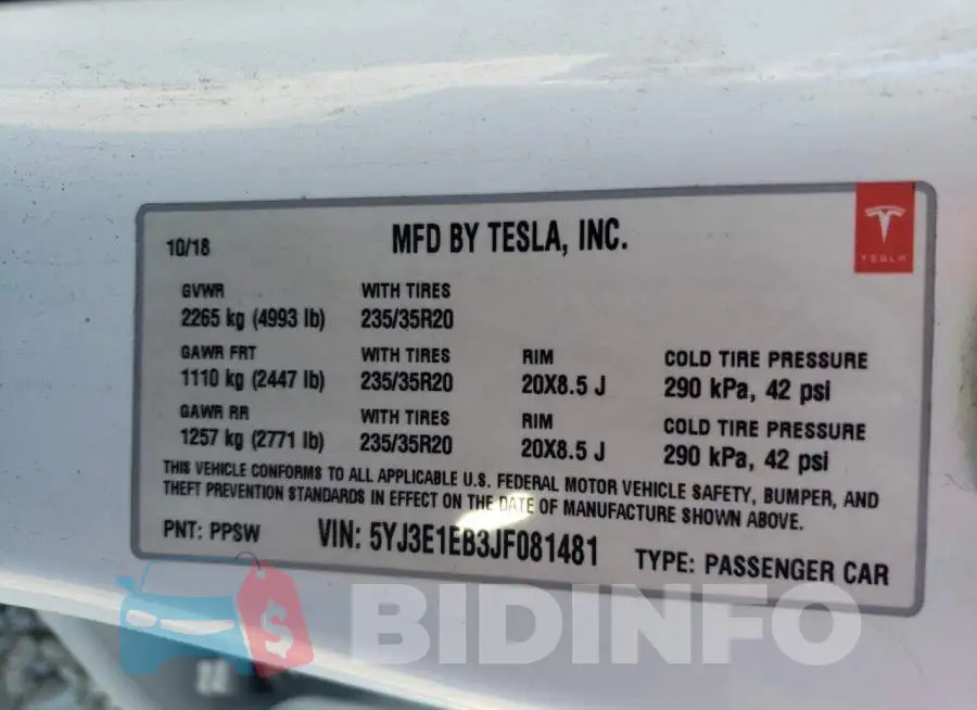 5YJ3E1EB3JF081481 Photo# 12