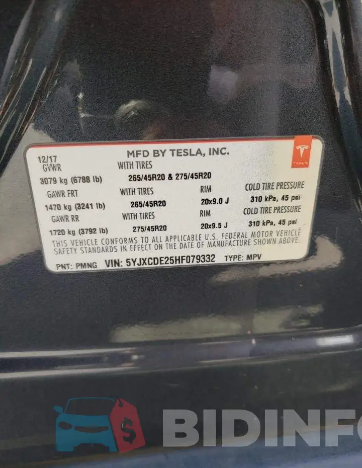 5YJXCDE25HF079332 Photo# 13