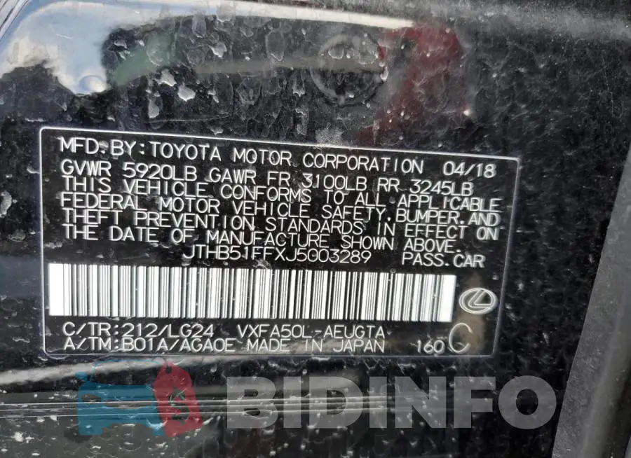 JTHB51FFXJ5003289 Photo# 12
