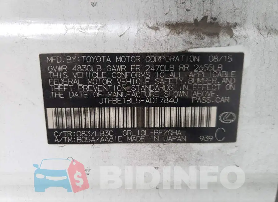 JTHBE1BL5FA017840 Photo# 10