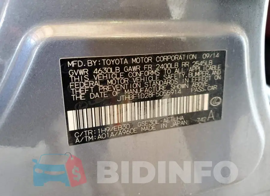 JTHBF1D28F5055914 Photo# 13