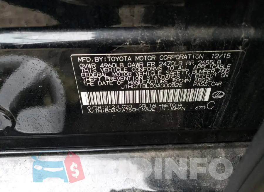 JTHCZ1BL0GA000826 Photo# 12