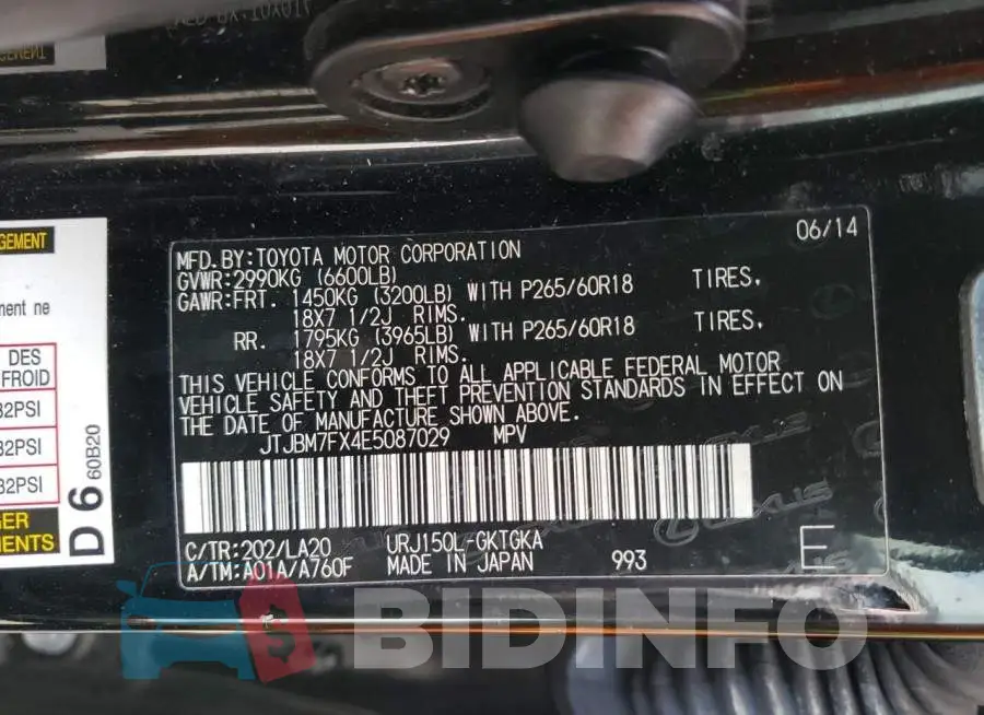 JTJBM7FX4E5087029 Photo# 14