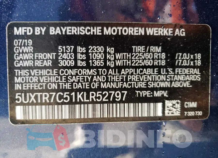 5UXTR7C51KLR52797 Photo# 13