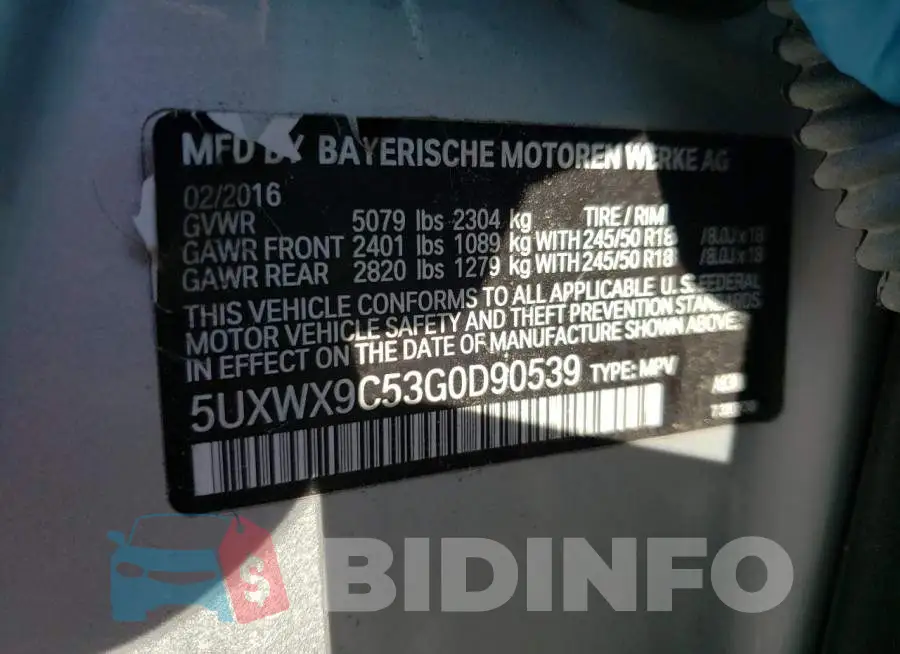 5UXWX9C53G0D90539 Photo# 14