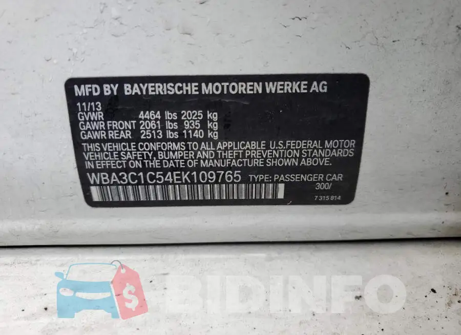 WBA3C1C54EK109765 Photo# 12