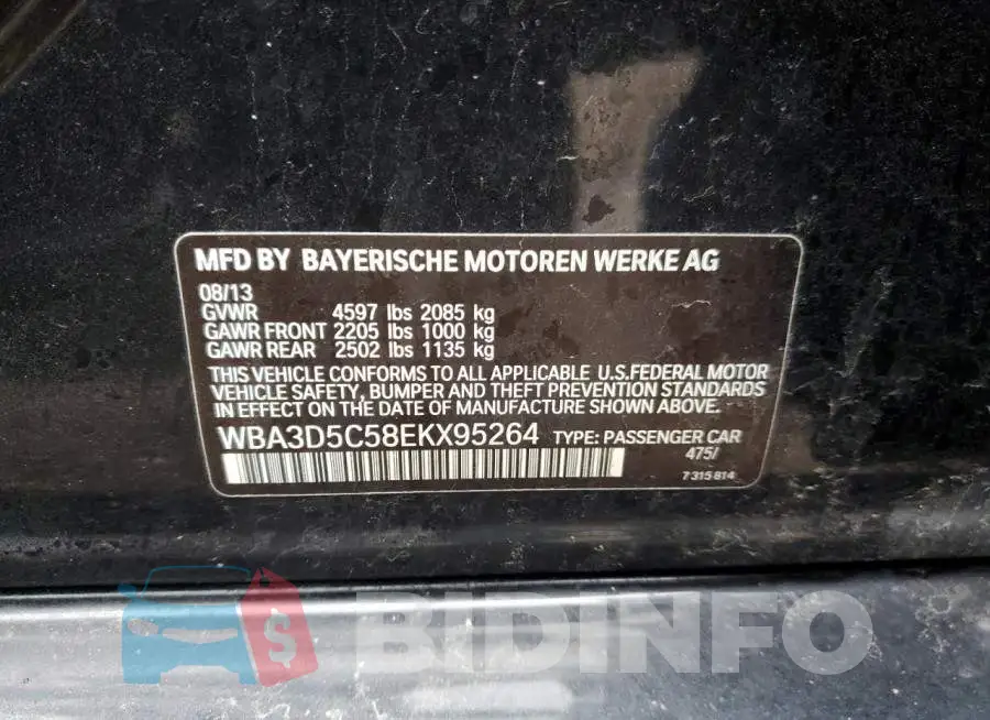 WBA3D5C58EKX95264 Photo# 12