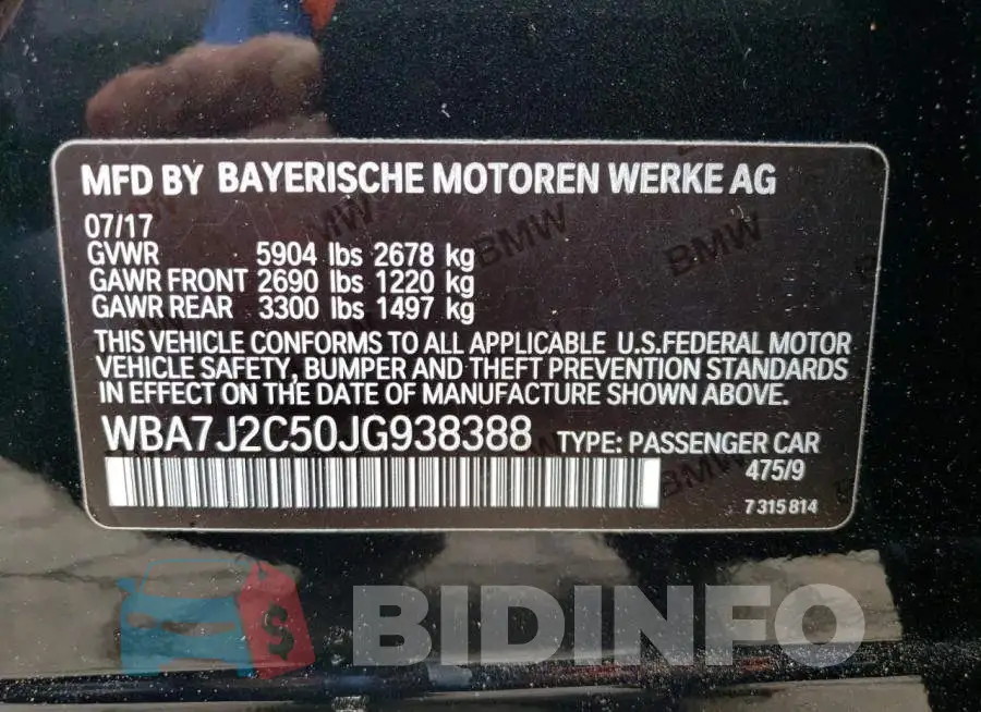 WBA7J2C50JG938388 Photo# 12