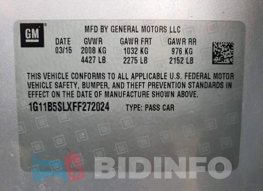 1G11B5SLXFF272024 Photo# 12