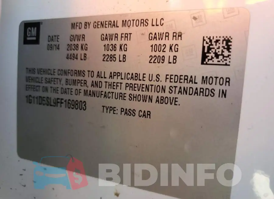 1G11D5SL9FF169803 Photo# 12