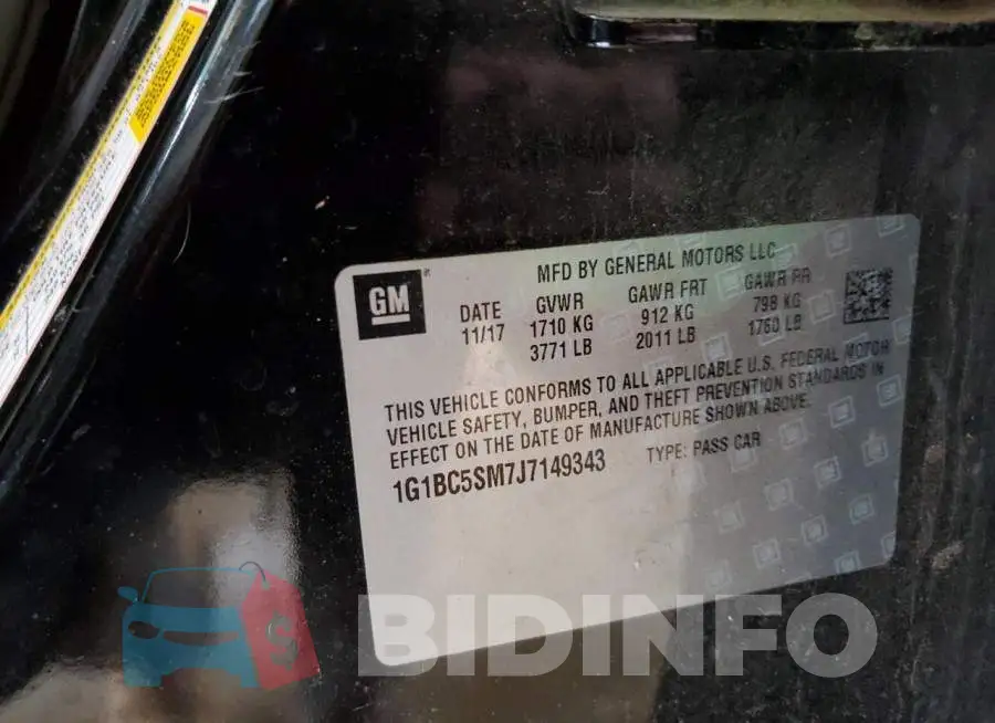 1G1BC5SM7J7149343 Photo# 12