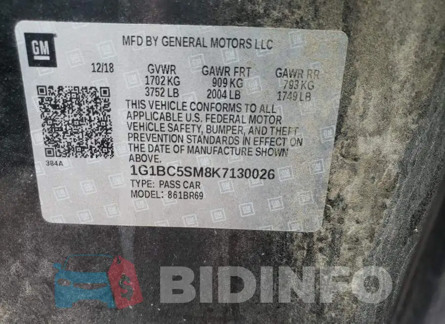 1G1BC5SM8K7130026 Photo# 12
