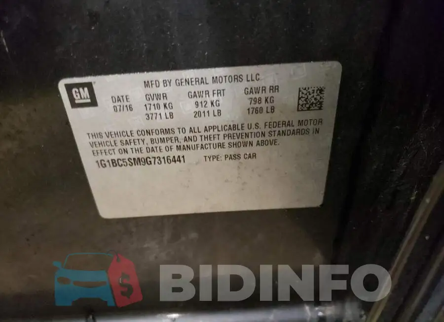 1G1BC5SM9G7316441 Photo# 12