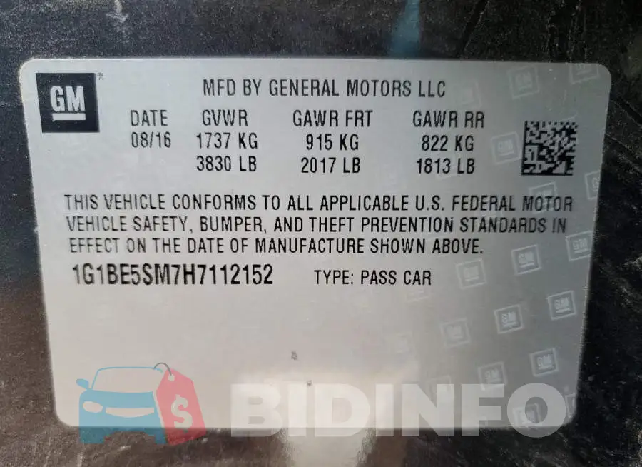 1G1BE5SM7H7112152 Photo# 12