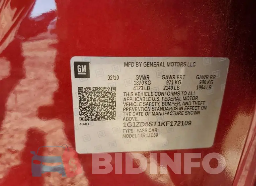 1G1ZD5ST1KF172109 Photo# 12