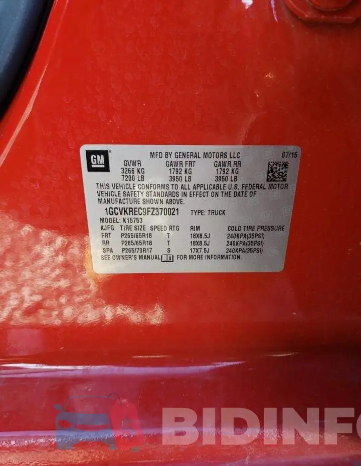 1GCVKREC9FZ370021 Photo# 12