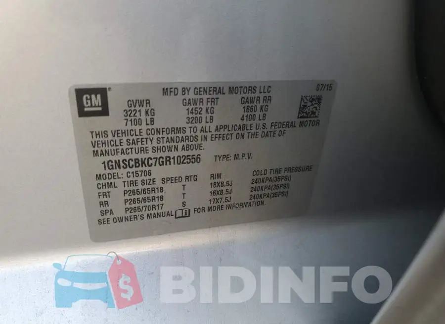1GNSCBKC7GR102556 Photo# 13