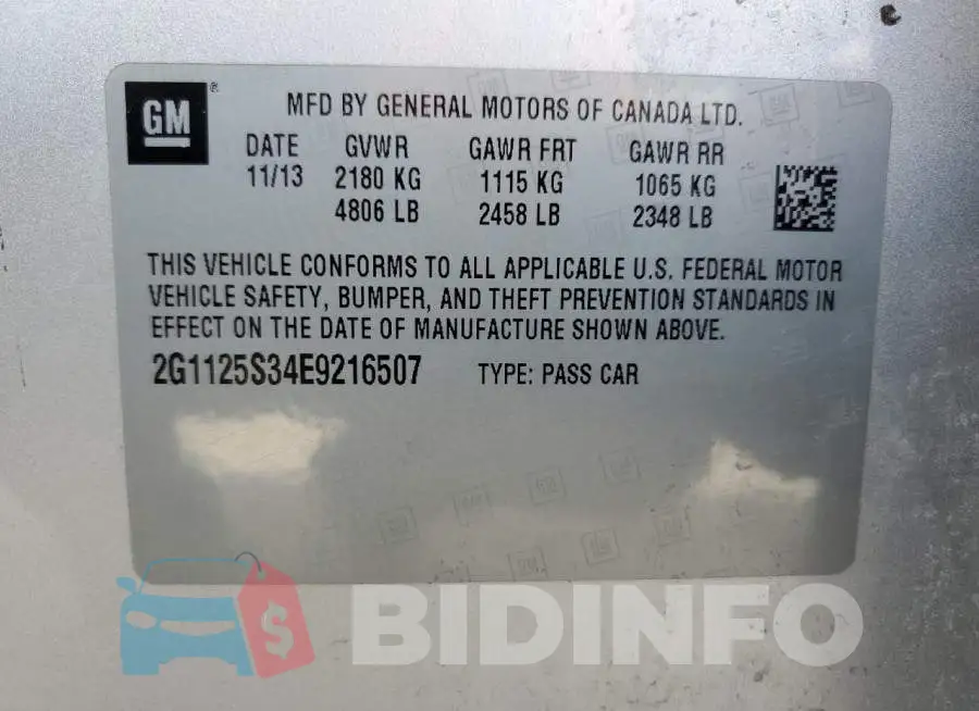 2G1125S34E9216507 Photo# 12