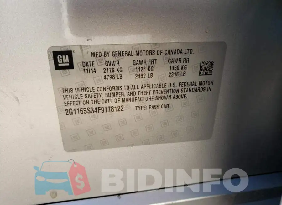 2G1165S34F9178122 Photo# 13