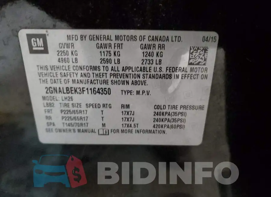 2GNALBEK3F1164350 Photo# 13