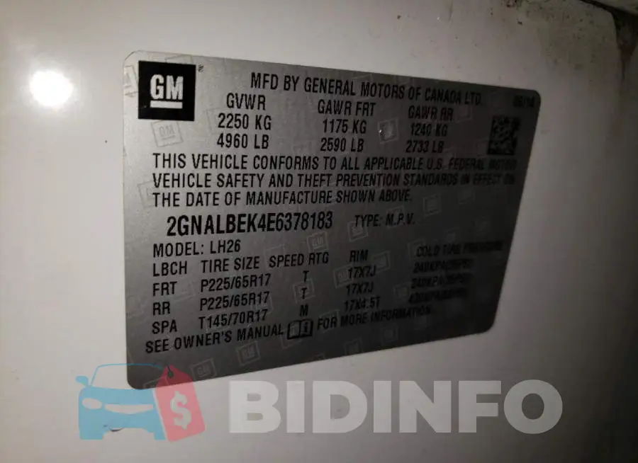 2GNALBEK4E6378183 Photo# 13