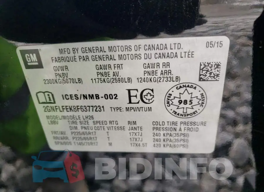 2GNFLFEK8F6377231 Photo# 13