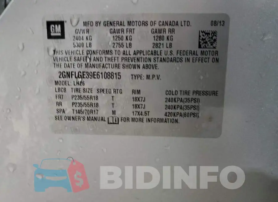 2GNFLGE39E6108815 Photo# 13