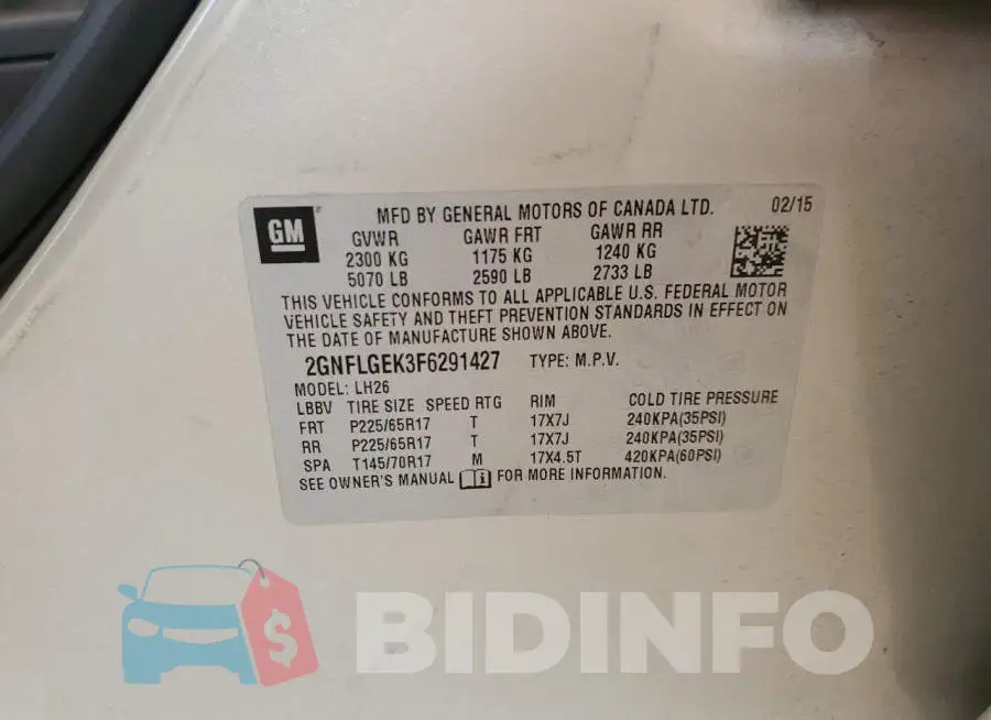 2GNFLGEK3F6291427 Photo# 14