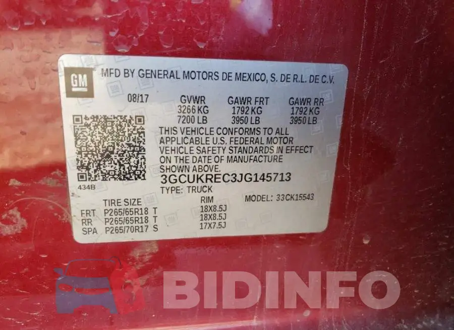 3GCUKREC3JG145713 Photo# 13