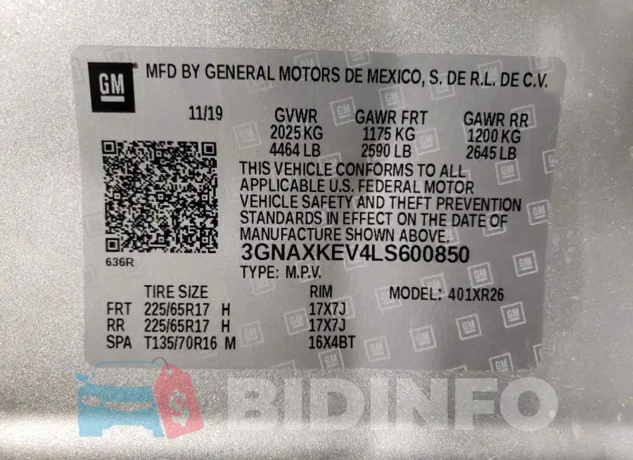 3GNAXKEV4LS600850 Photo# 10