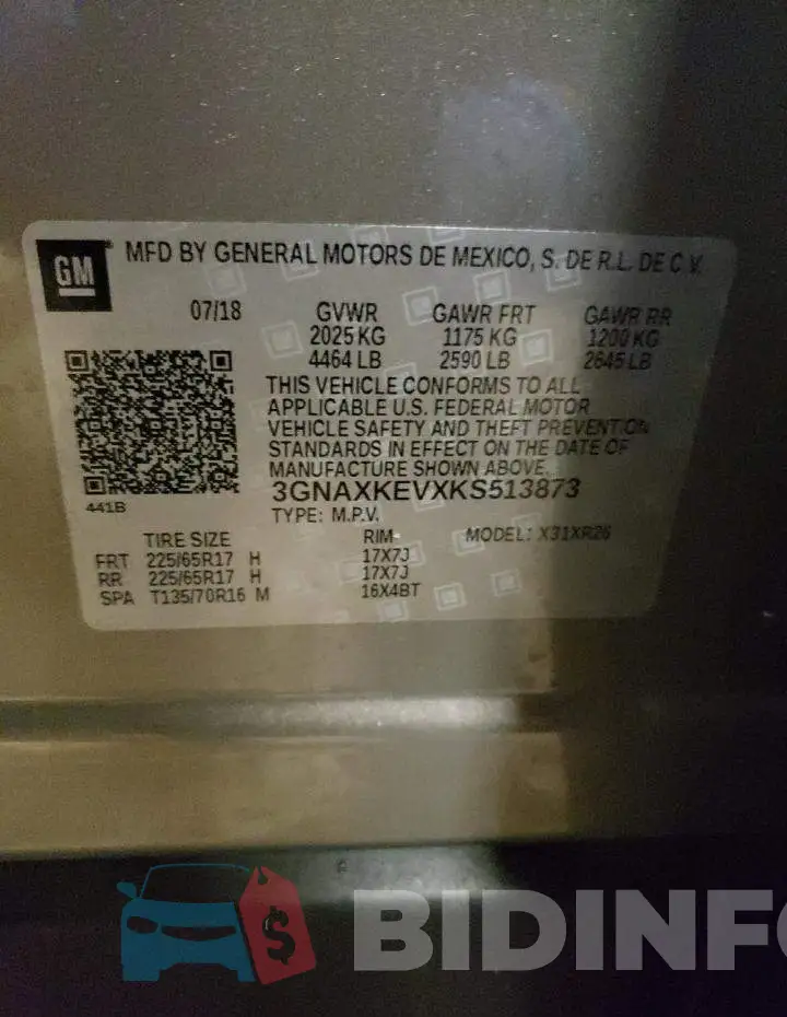 3GNAXKEVXKS513873 Photo# 13
