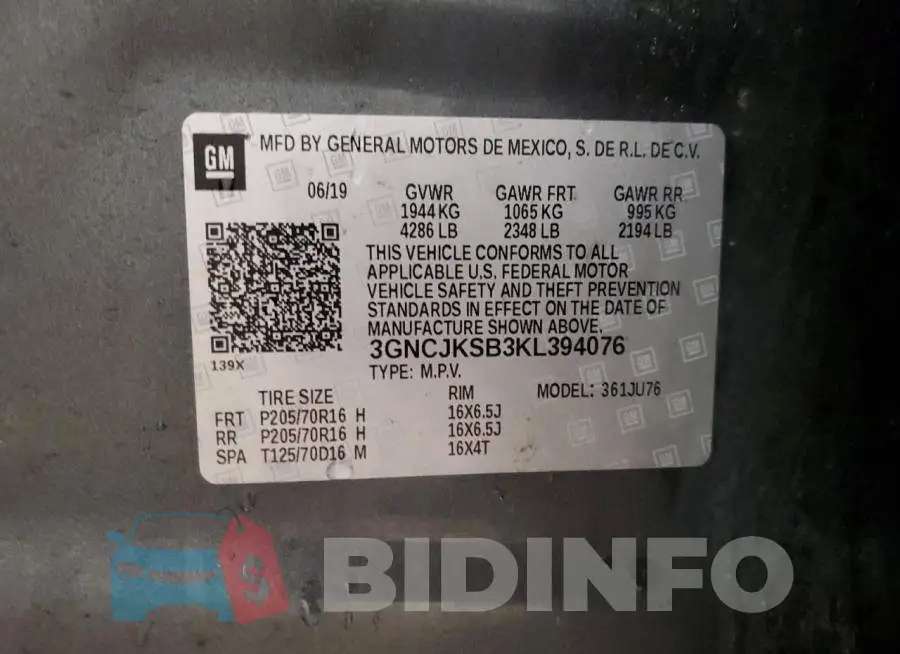 3GNCJKSB3KL394076 Photo# 13