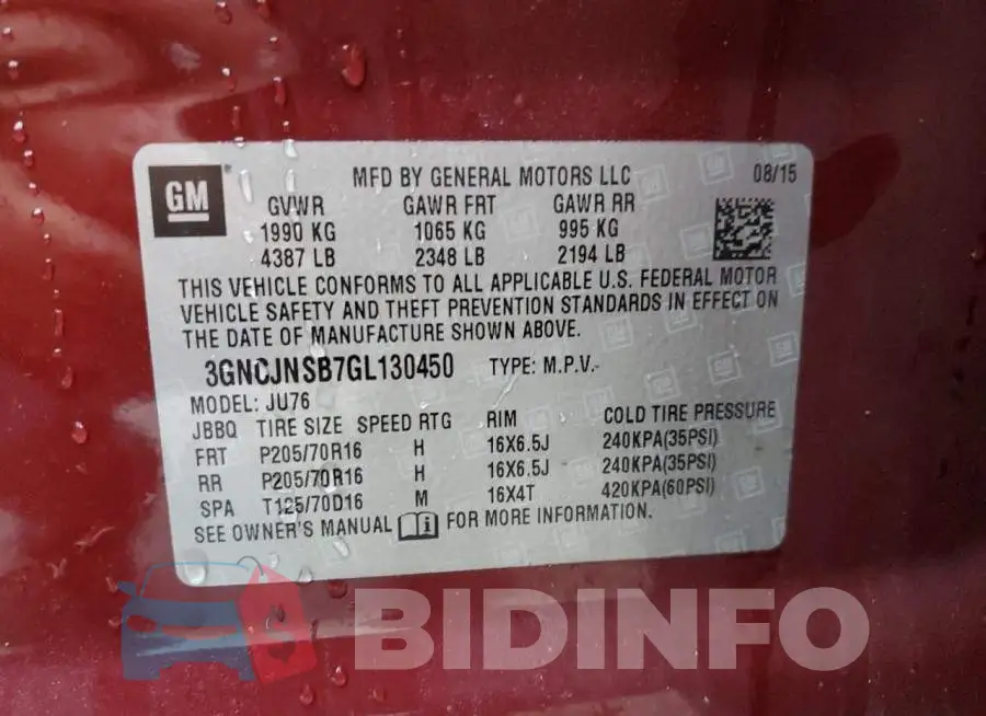 3GNCJNSB7GL130450 Photo# 13