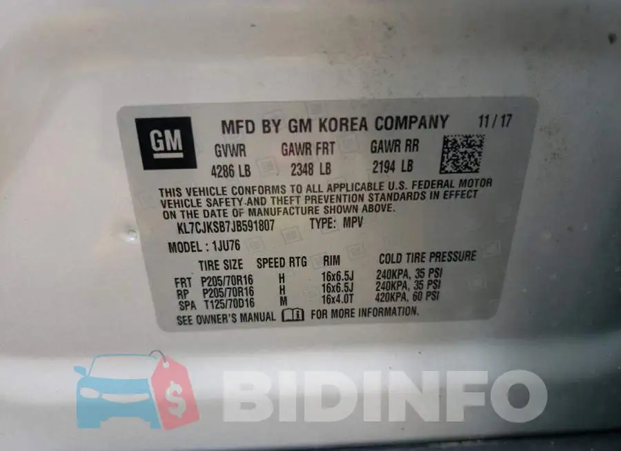 KL7CJKSB7JB591807 Photo# 13
