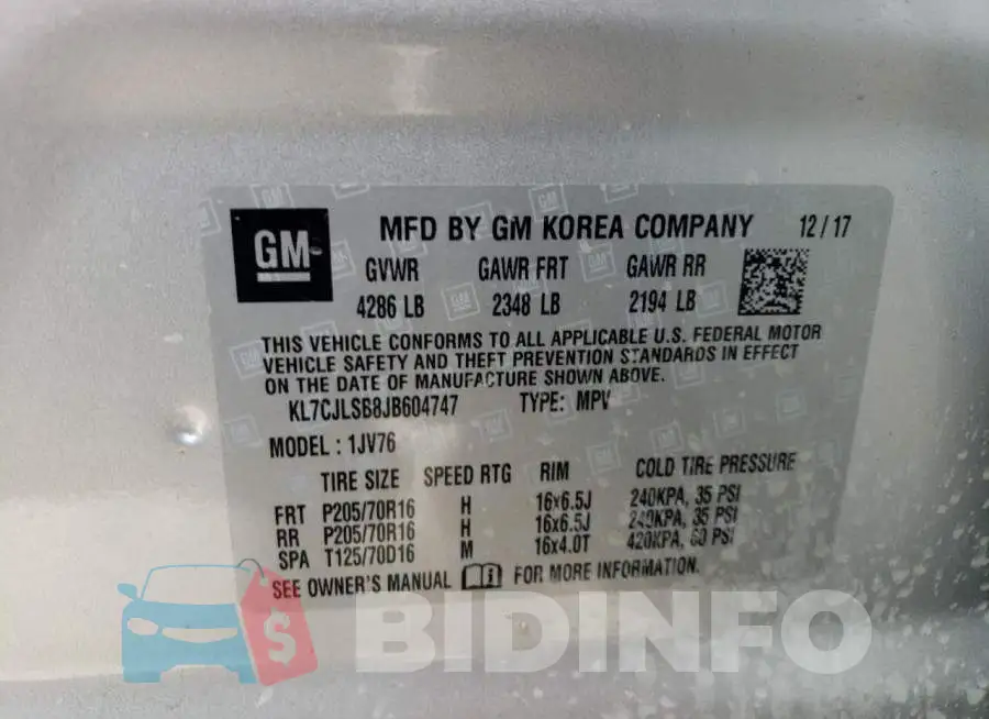 KL7CJLSB8JB604747 Photo# 14