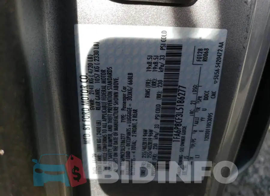 1FA6P8CF3L5186277 Photo# 12