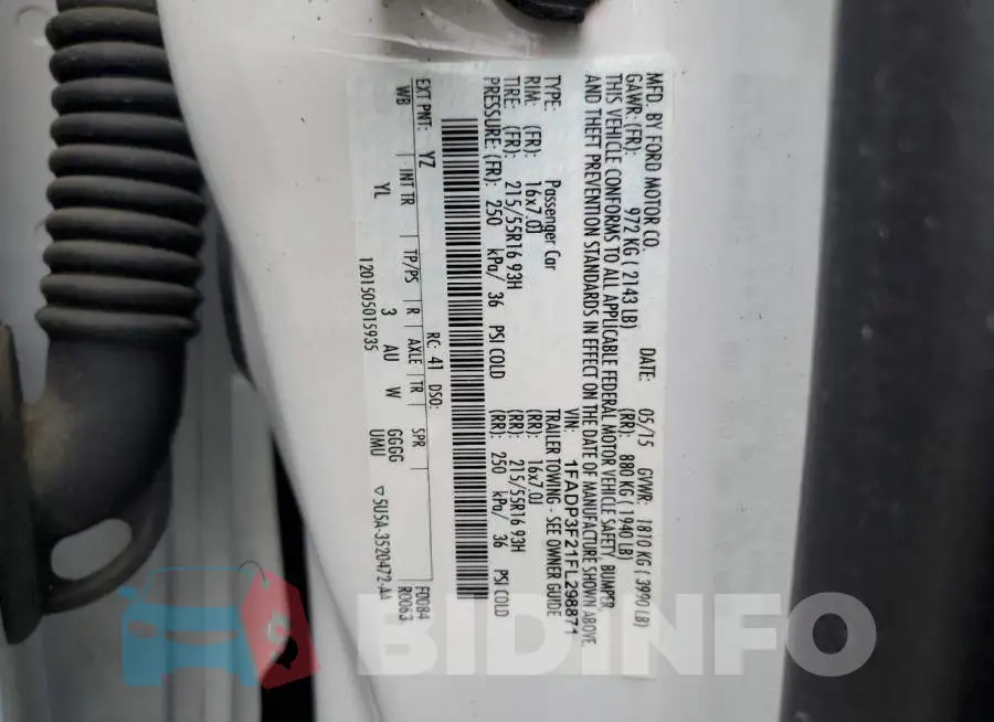 1FADP3F21FL298871 Photo# 12