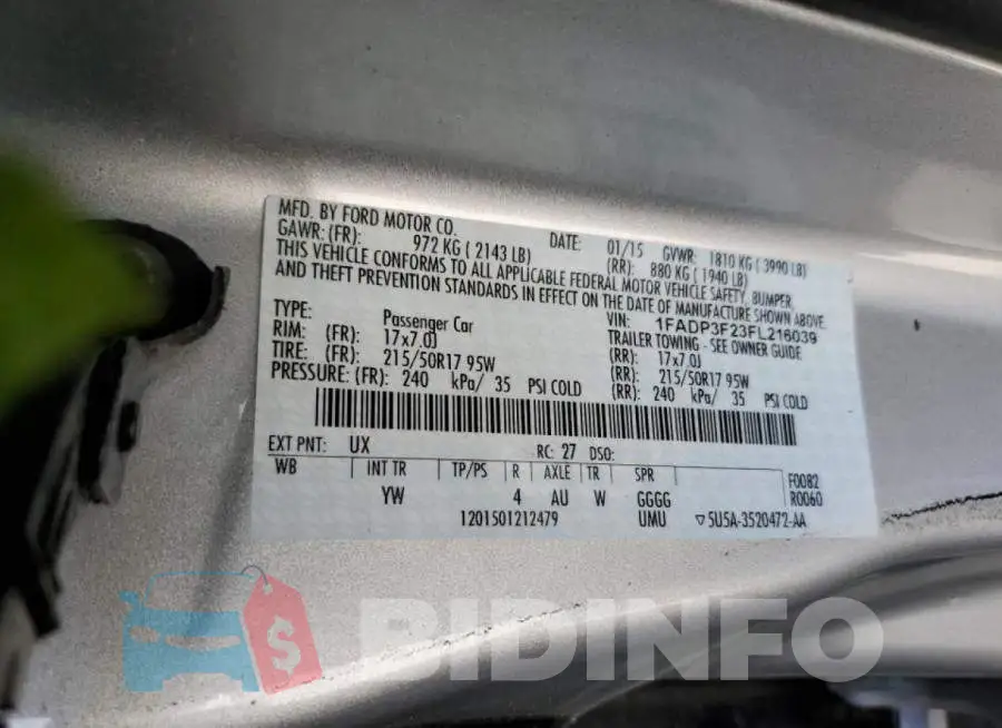 1FADP3F23FL216039 Photo# 12
